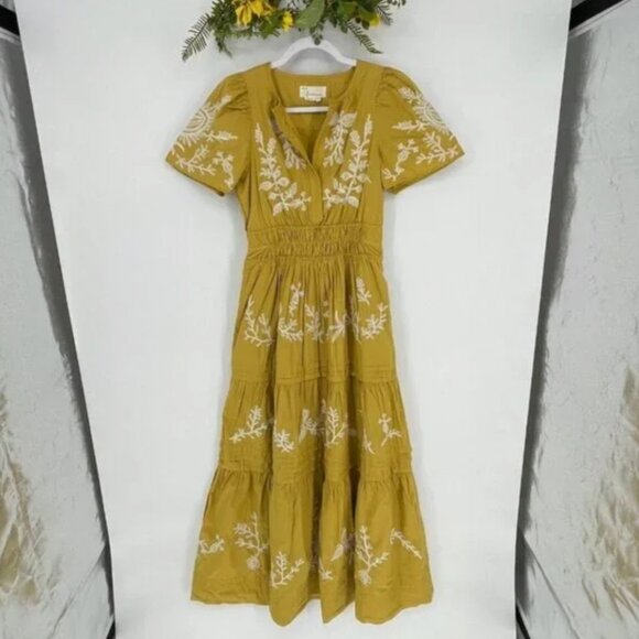 Anthropologie The Somerset Dress Small Embroidered Forest Fairy Maxi Boho Grunge - Picture 3 of 16